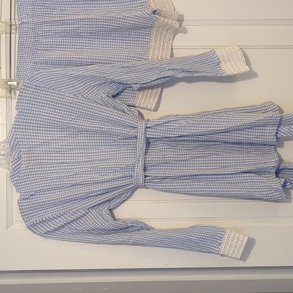 Blue Gingham Rayon Women's Vintage Style Sleepwear Set Shorts Cami Robe Small - Picture 8 of 8